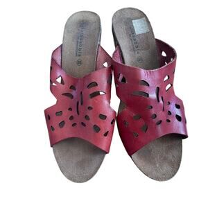 Lola Sabbia by Eric Micheal Red Leather Peep Toe Wedge Cork Sandals